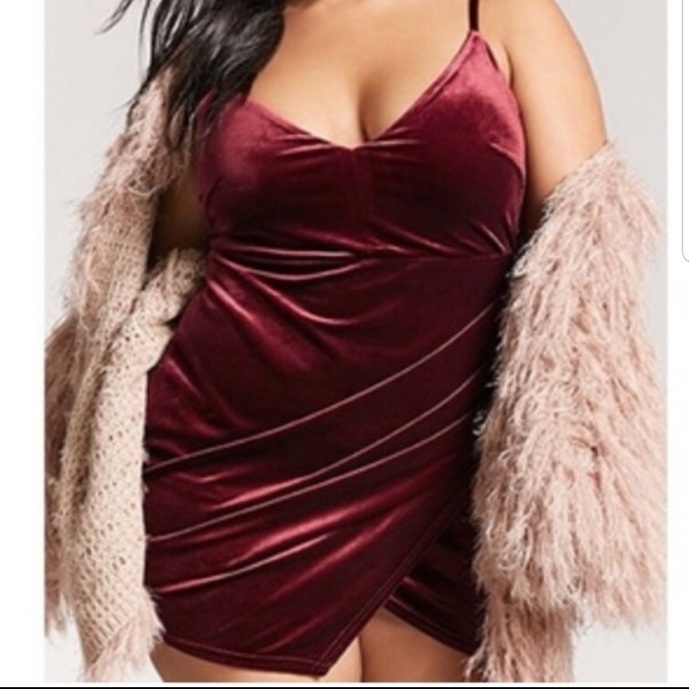 NWT forever 21 plus wine velvet knit dress
